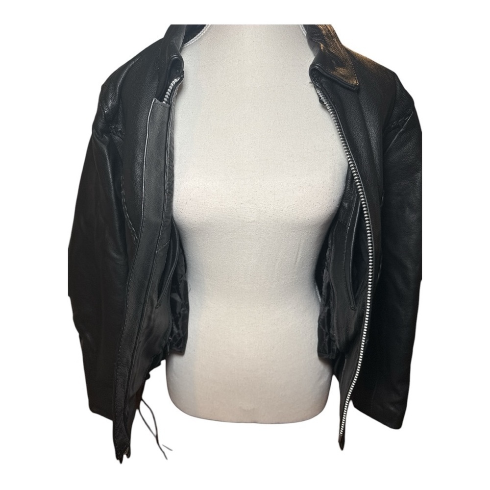 Vintage Black Oversized Xena Interstate Leather Moto Biker Jacket S - Picture 6 of 16